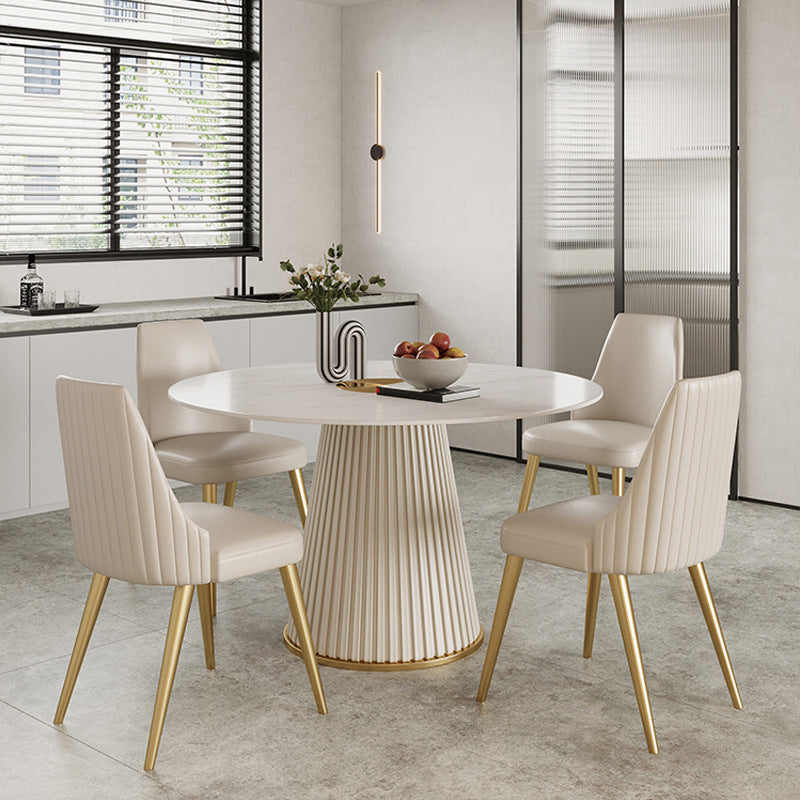 Modern Pedestal Table Steel Base Round Dining Table for Home Kitchen