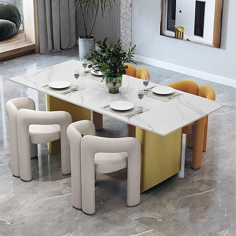 Traditional Luxury Double Pedestal Table Rectangle Dining Table with Metal Base