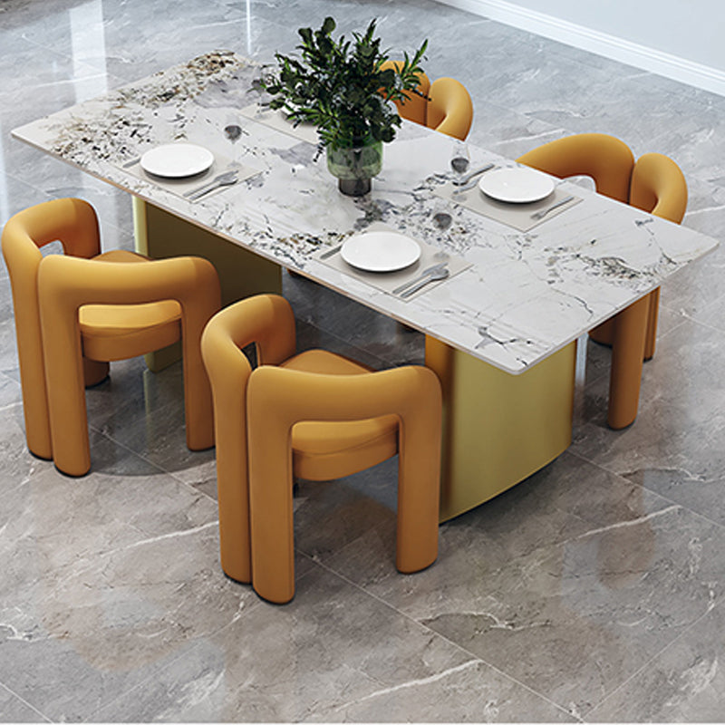 Traditional Luxury Double Pedestal Table Rectangle Dining Table with Metal Base