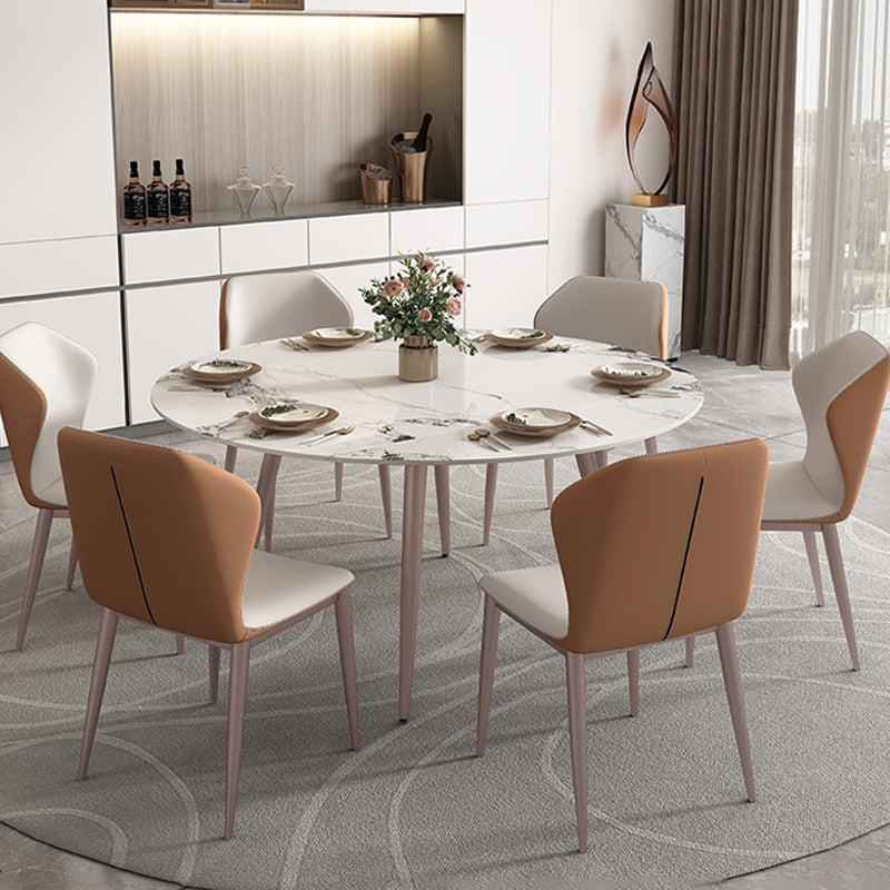 Contemporary Dinner Table Steel Base Stone Dining Table for Home