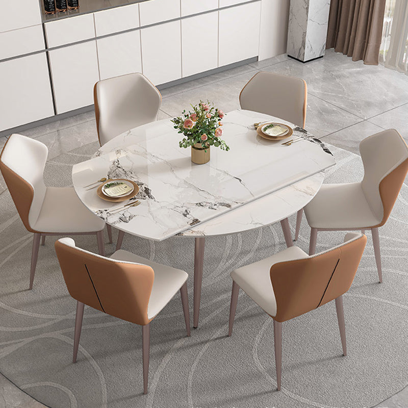Contemporary Dinner Table Steel Base Stone Dining Table for Home