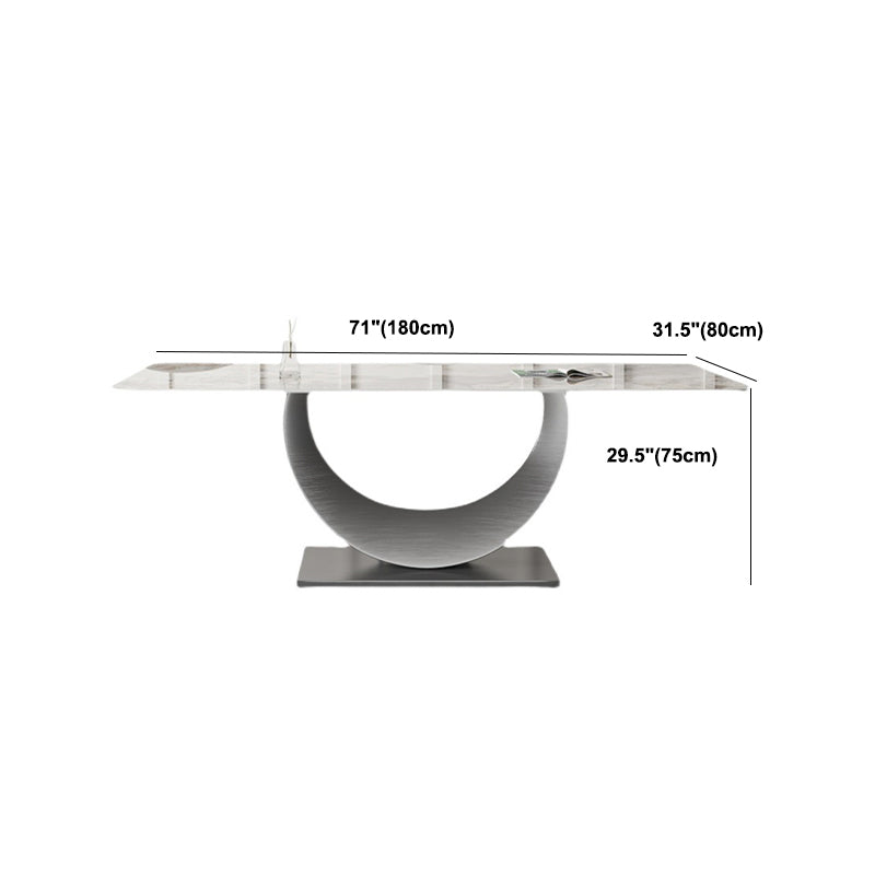 Rectangle Pedestal Table Traditional Luxury Dining Table Stainless Steel Base for Home