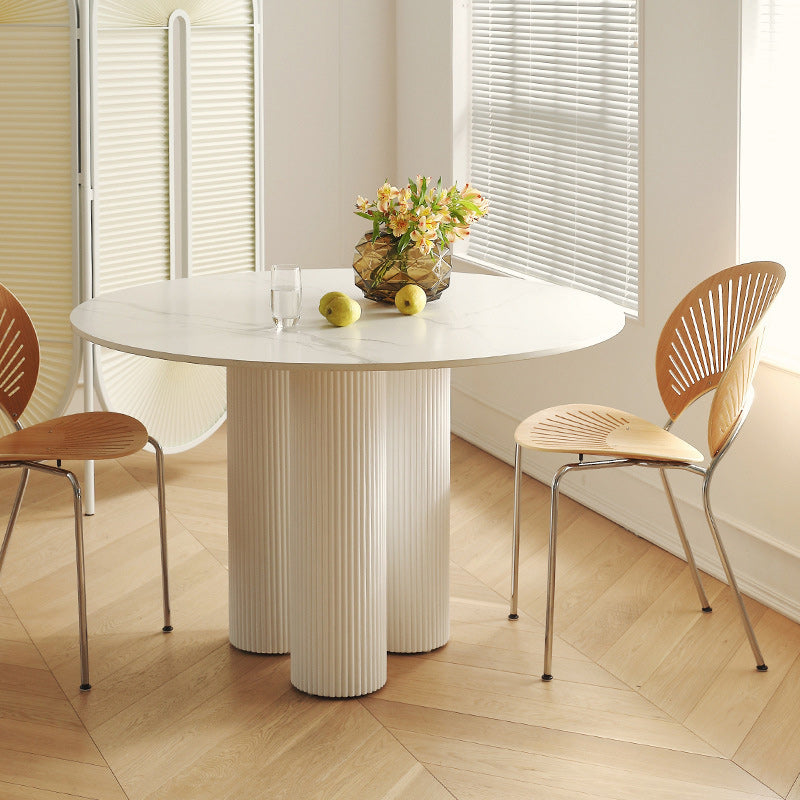 Stone Top Dining Table Modern Round Dining Table with 3 Iron Legs
