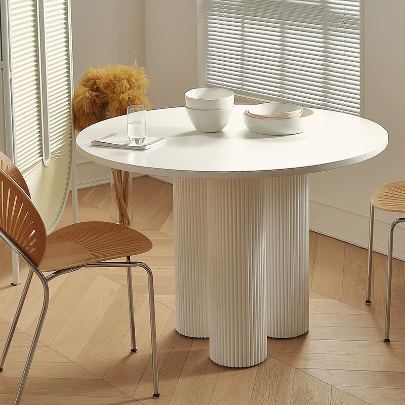 Stone Top Dining Table Modern Round Dining Table with 3 Iron Legs