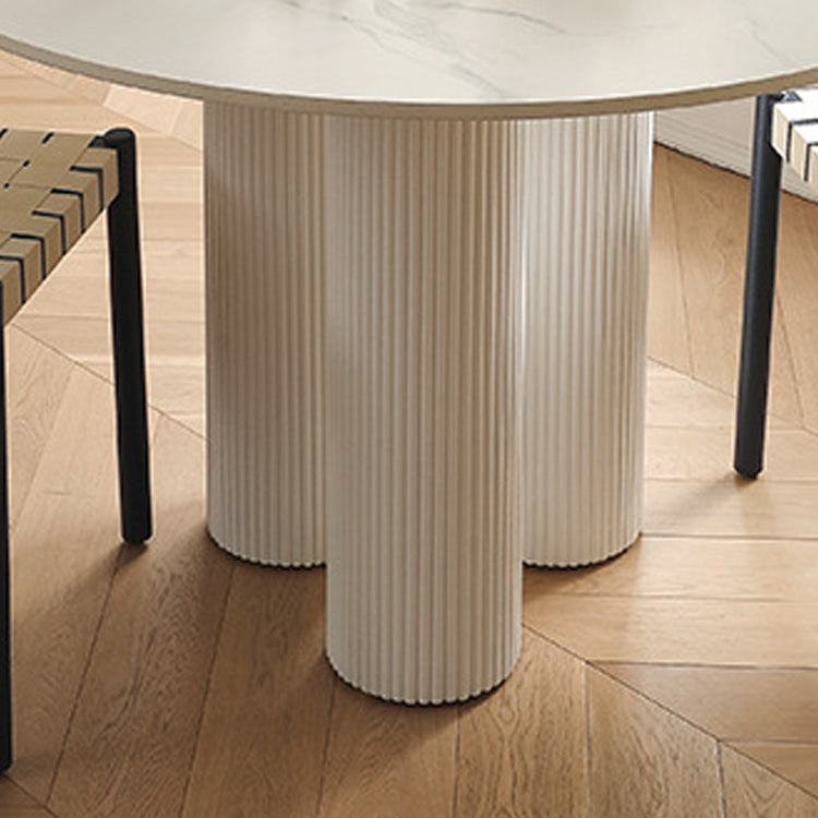 Stone Top Dining Table Modern Round Dining Table with 3 Iron Legs