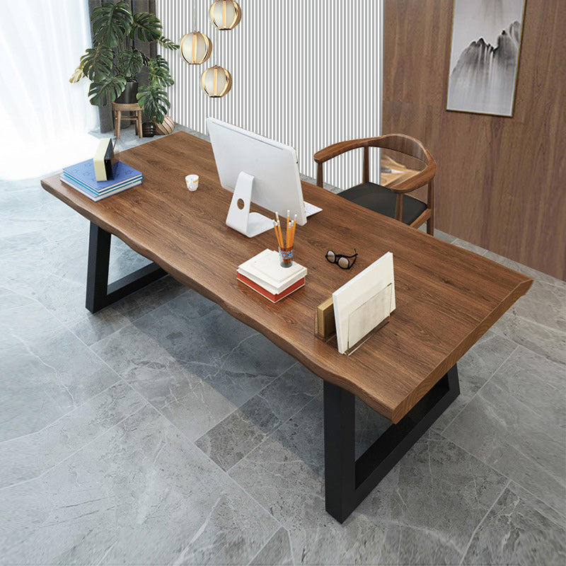 Pine Wood Top Dining Table Industrial Rectangle Table with Sled Base