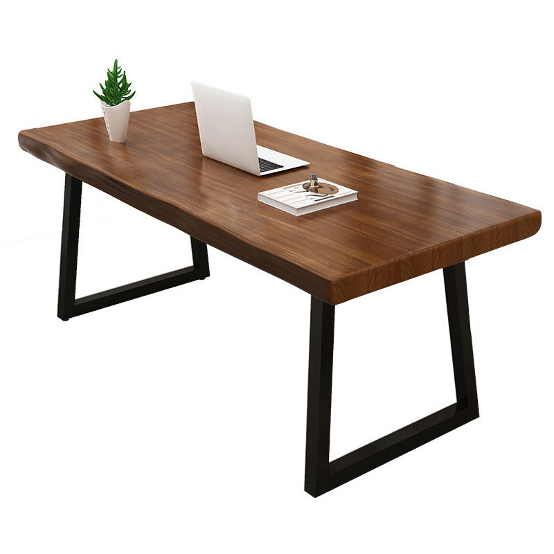 Pine Wood Top Dining Table Industrial Rectangle Table with Sled Base