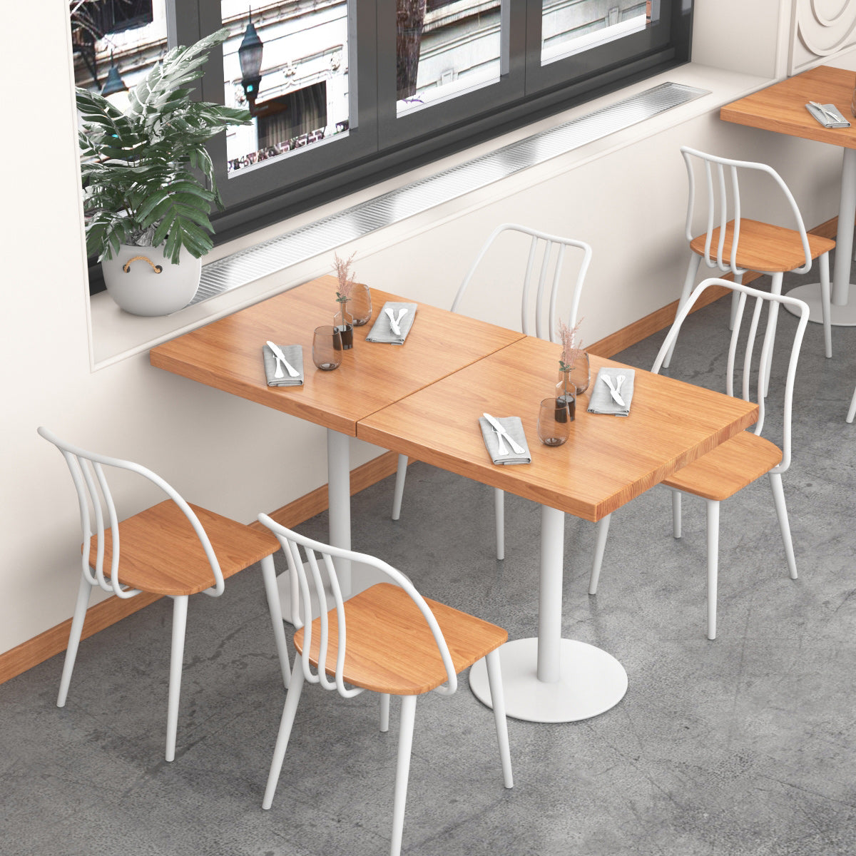 Metal Industrial Square Table Pine Solid Wood Top Table with Pedestal Base