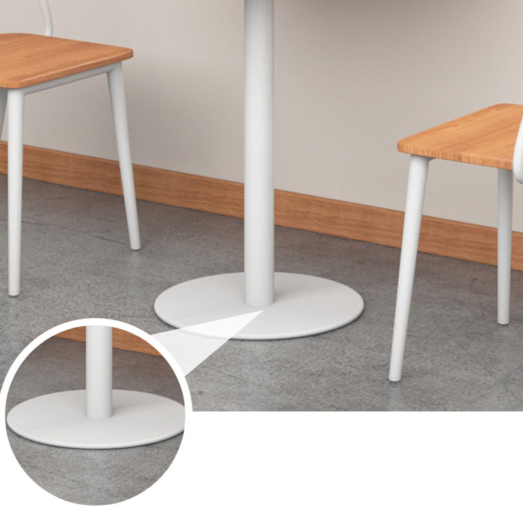 Metal Industrial Square Table Pine Solid Wood Top Table with Pedestal Base