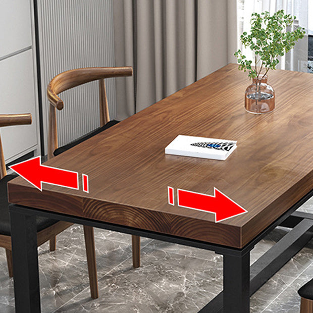 Metal Industrial Rectangle Table Pine Wood Top Indoor Table with Trestle Base