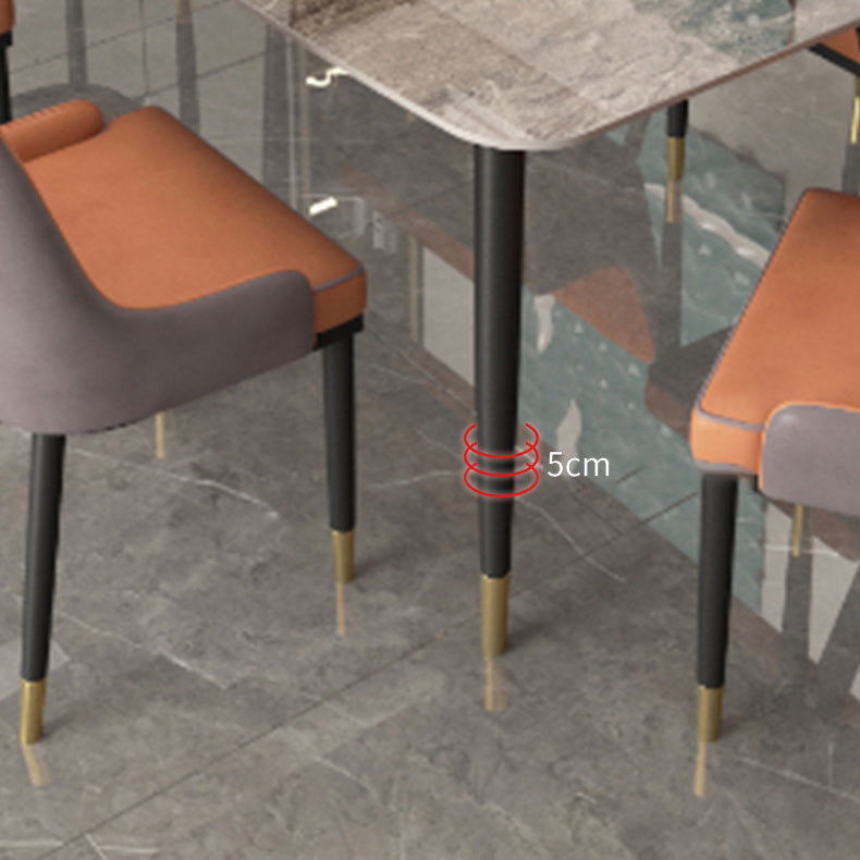 Industrial Sintered Stone Dining Table for Restaurant Rectangle Grey Table with 4 Legs