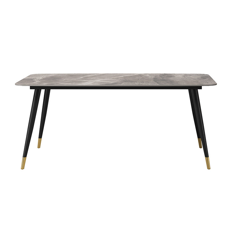 Industrial Sintered Stone Dining Table for Restaurant Rectangle Grey Table with 4 Legs