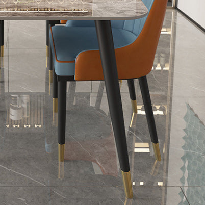 Industrial Sintered Stone Dining Table for Restaurant Rectangle Grey Table with 4 Legs