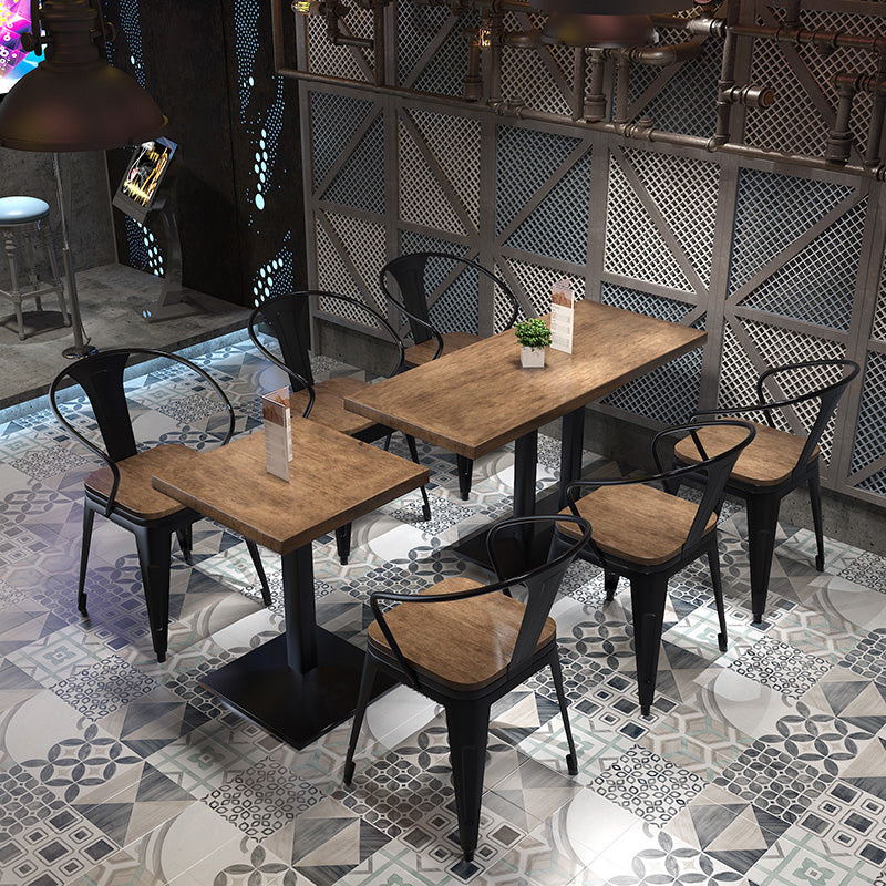 Metal Industrial Pedestal Dining Table Wood Top Table for Kitchen and Dining Room