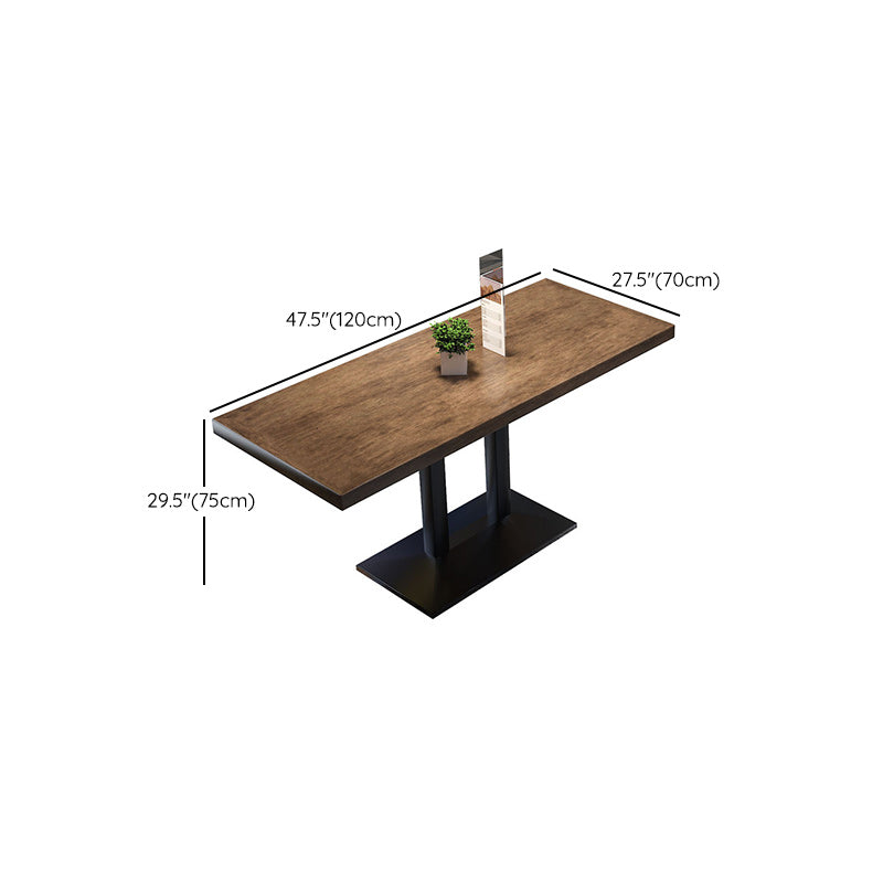 Metal Industrial Pedestal Dining Table Wood Top Table for Kitchen and Dining Room