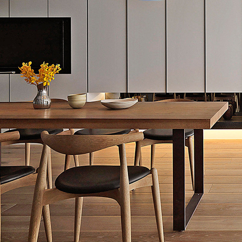 Solid Wood Top Dining Table Rectangle Wood Table with Sled Base