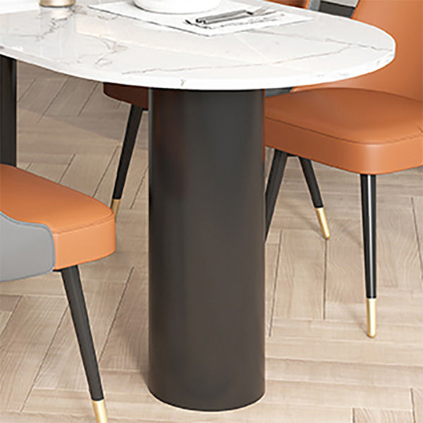 Freeform Sintered Stone White Table for Restaurant Luxury Table with Black 3 Legs