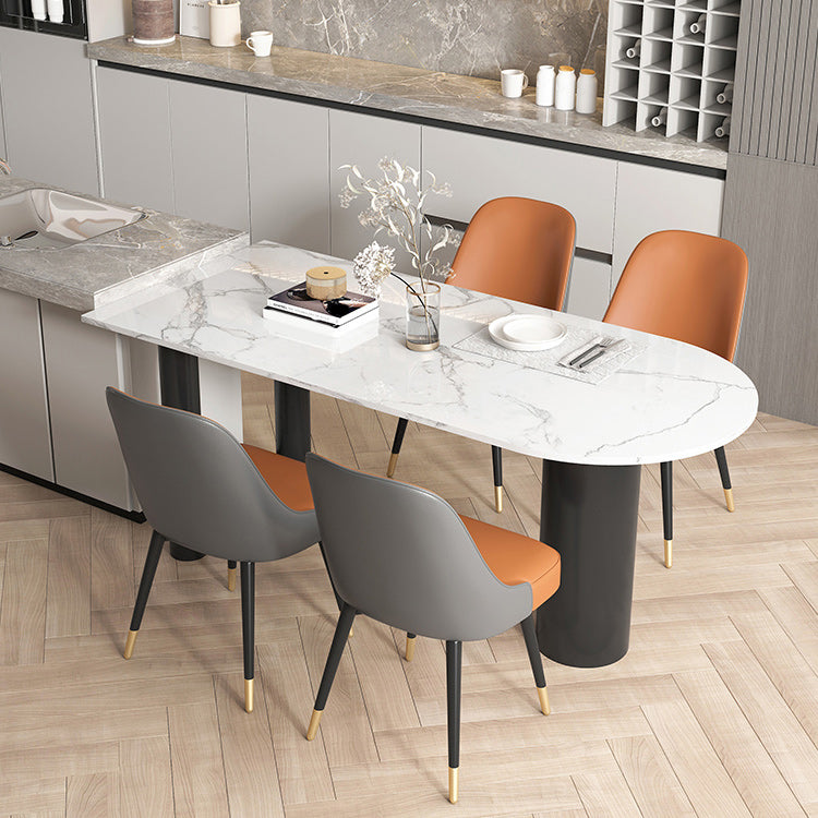 Freeform Sintered Stone White Table for Restaurant Luxury Table with Black 3 Legs