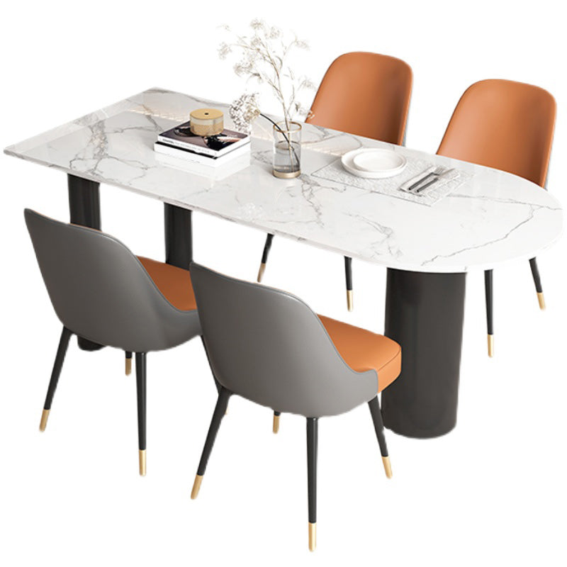 Freeform Sintered Stone White Table for Restaurant Luxury Table with Black 3 Legs