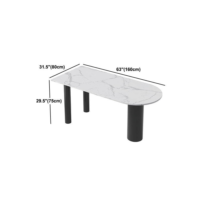 Freeform Sintered Stone White Table for Restaurant Luxury Table with Black 3 Legs