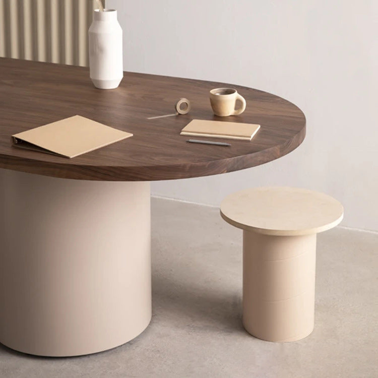 Modern Pine Wood Kitchen Table for Restaurant Oval Dining Table with Double Pedestal