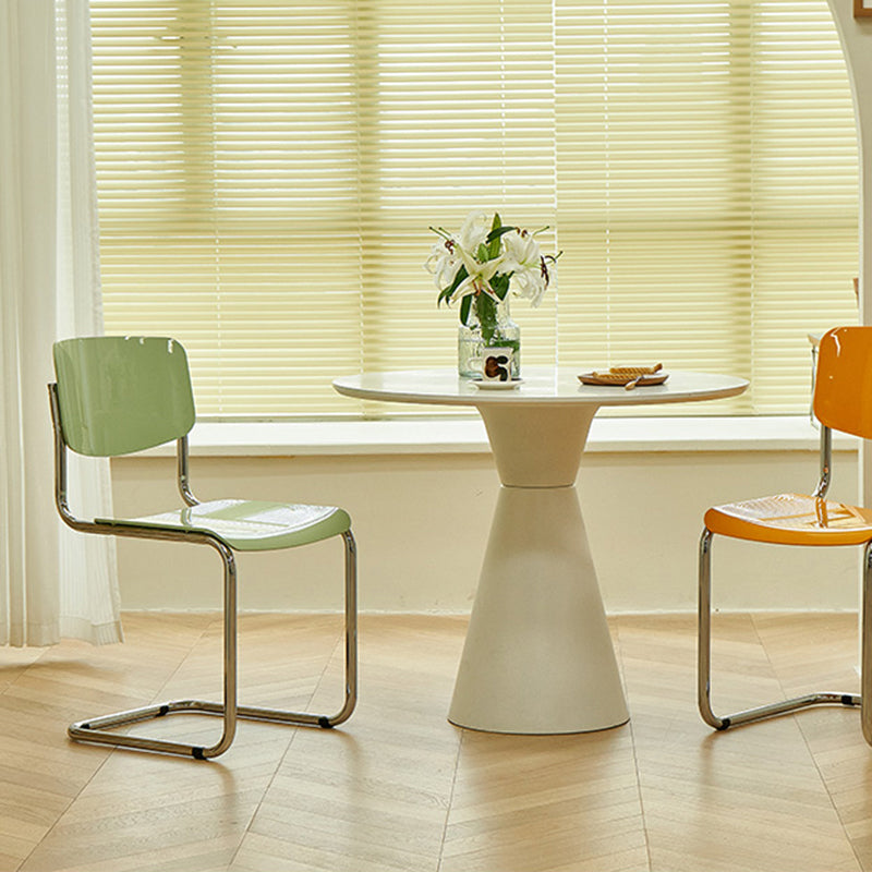 Modern Open Back Side Chair Plastic Armless Dining Chair with Metal Base