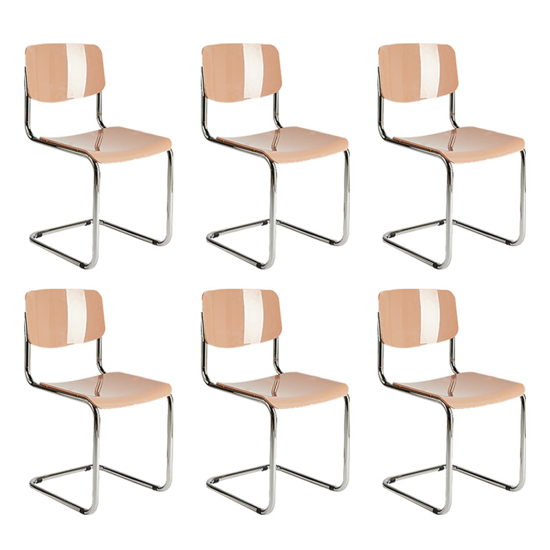 Modern Open Back Side Chair Plastic Armless Dining Chair with Metal Base