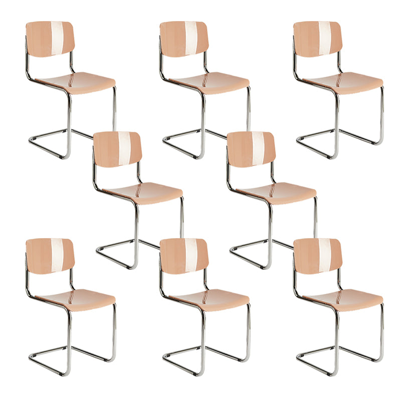 Modern Open Back Side Chair Plastic Armless Dining Chair with Metal Base
