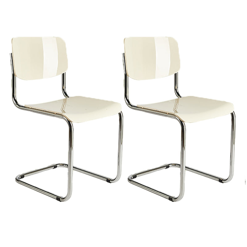 Modern Open Back Side Chair Plastic Armless Dining Chair with Metal Base