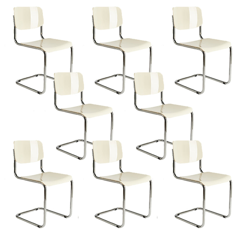 Modern Open Back Side Chair Plastic Armless Dining Chair with Metal Base