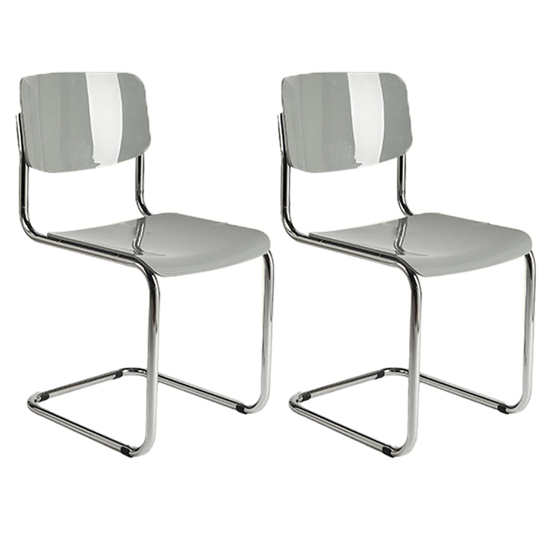 Modern Open Back Side Chair Plastic Armless Dining Chair with Metal Base