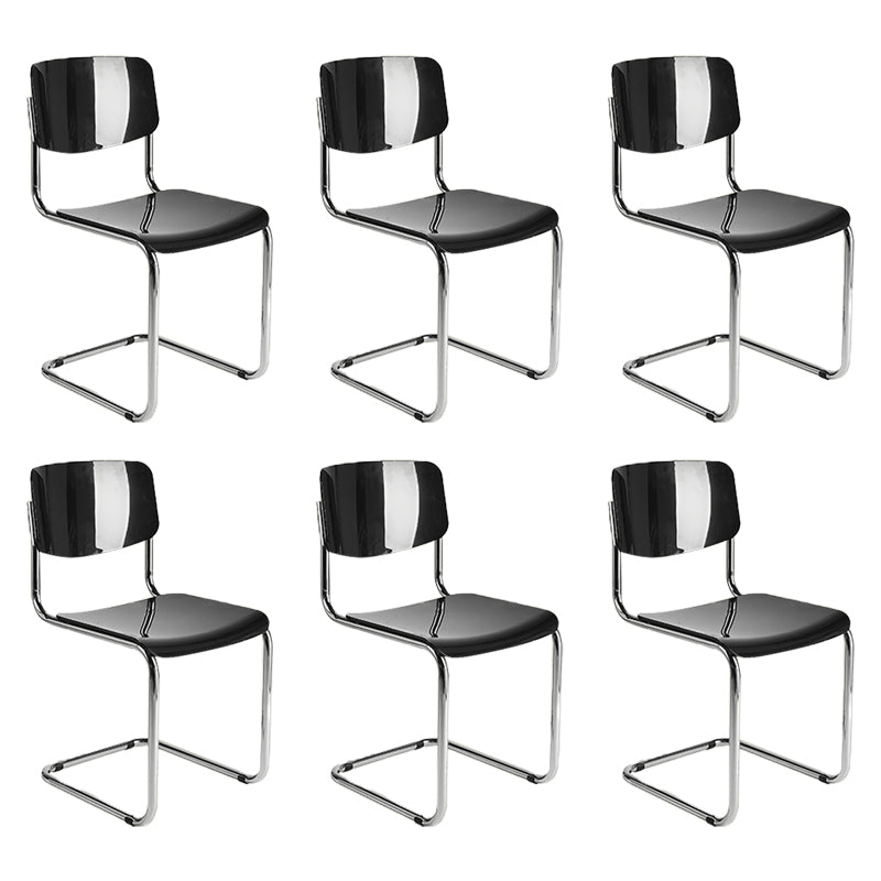 Modern Open Back Side Chair Plastic Armless Dining Chair with Metal Base