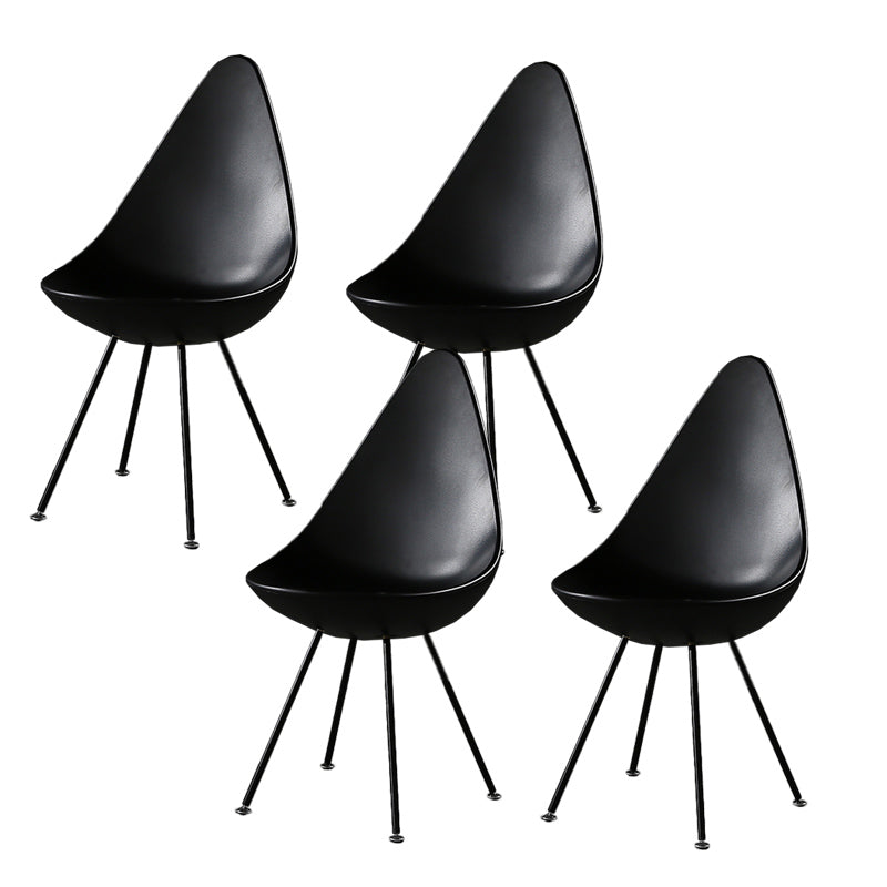 Industrial Style Armless Chair Solid Back Side Plastic Chair with Metal Base