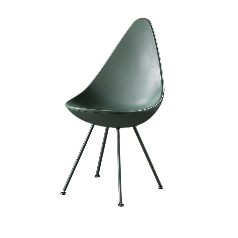 Industrial Style Armless Chair Solid Back Side Plastic Chair with Metal Base
