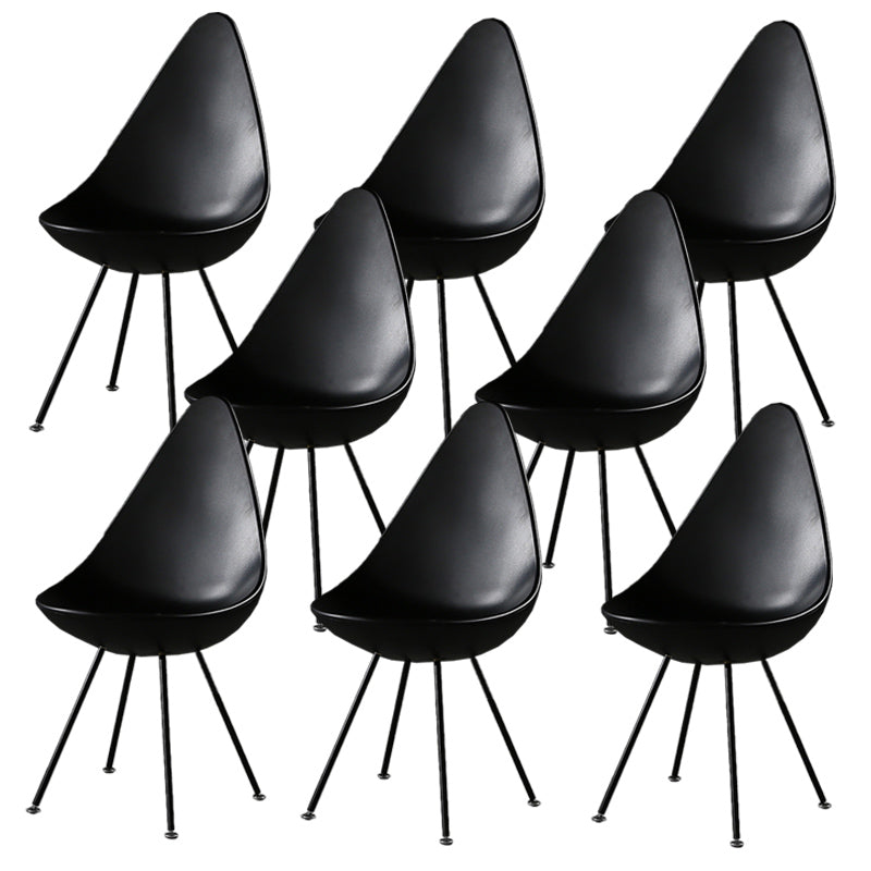 Industrial Style Armless Chair Solid Back Side Plastic Chair with Metal Base