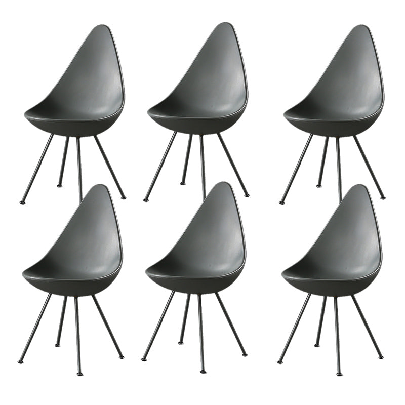 Industrial Style Armless Chair Solid Back Side Plastic Chair with Metal Base