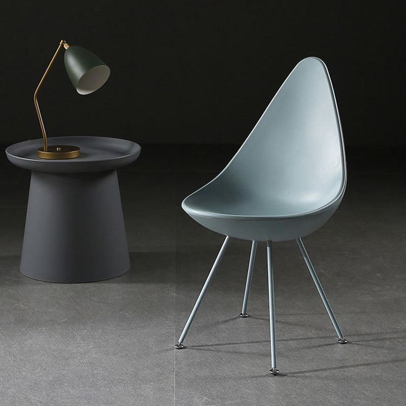 Industrial Style Armless Chair Solid Back Side Plastic Chair with Metal Base