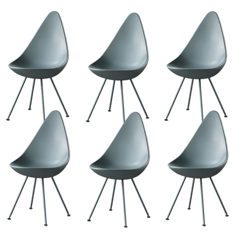 Industrial Style Armless Chair Solid Back Side Plastic Chair with Metal Base