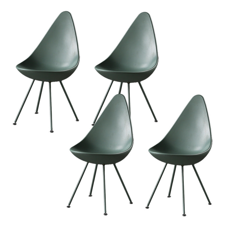 Industrial Style Armless Chair Solid Back Side Plastic Chair with Metal Base