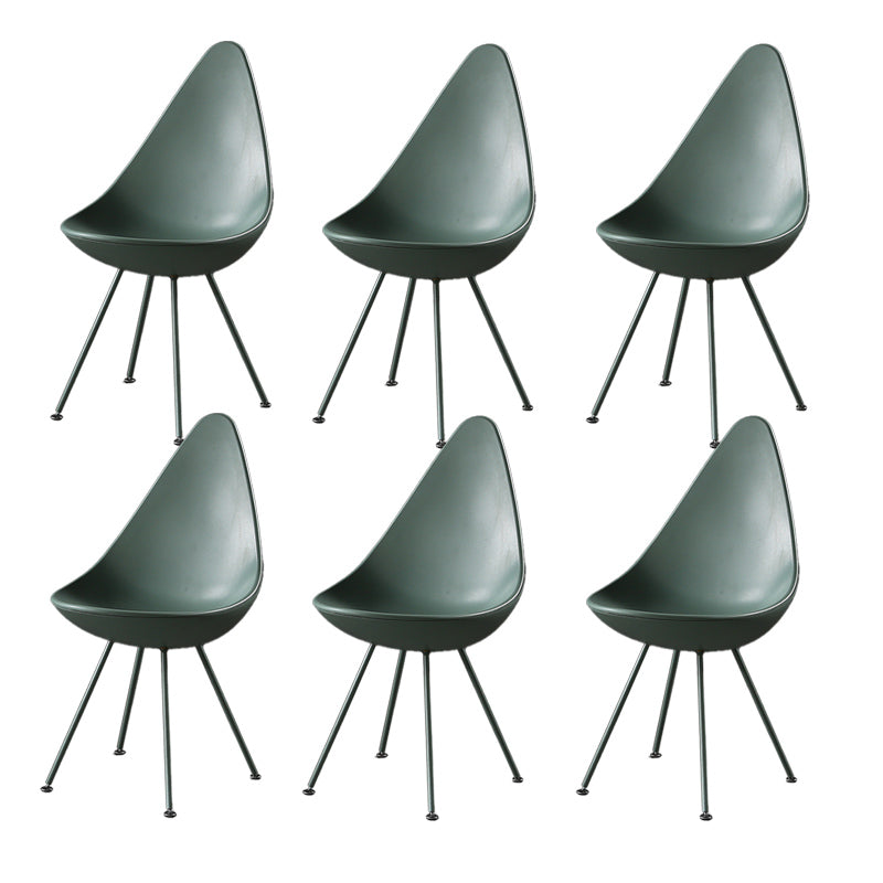 Industrial Style Armless Chair Solid Back Side Plastic Chair with Metal Base