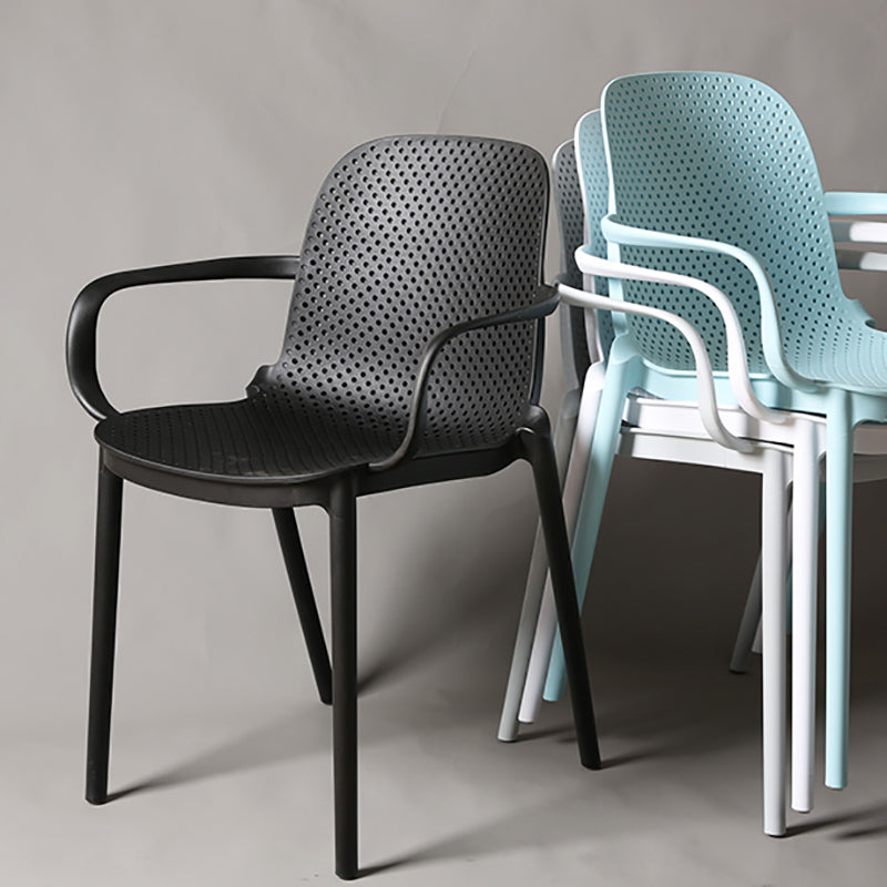 Modern Stackable Chair Dining Open Back Arm Chair with Plastic Legs for Kitchen