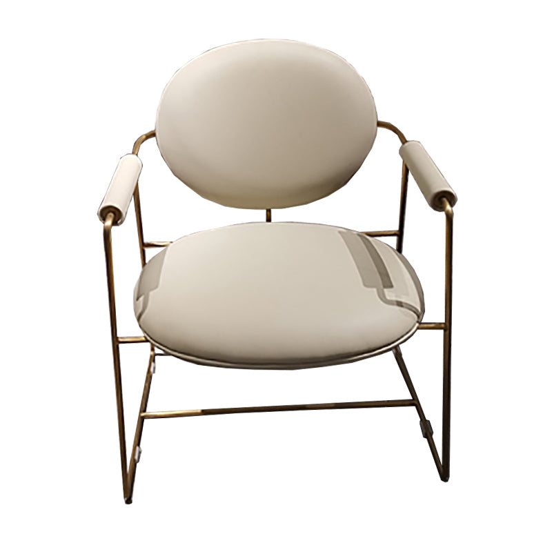 Contemporary Style Arm Chair Open Back Side Dining Chair with Metal Base for Dining Room