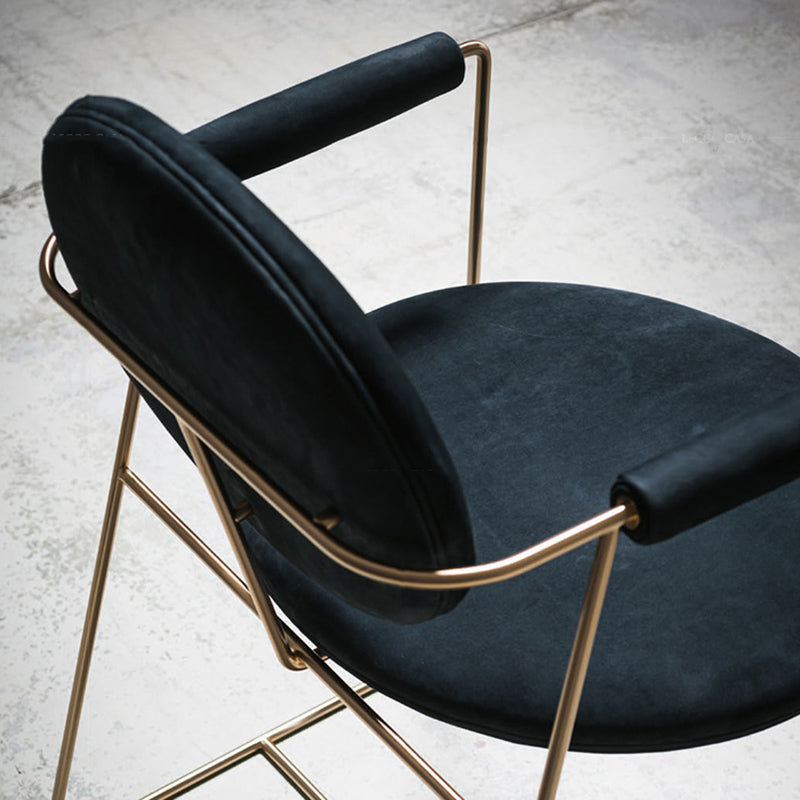 Contemporary Style Arm Chair Open Back Side Dining Chair with Metal Base for Dining Room