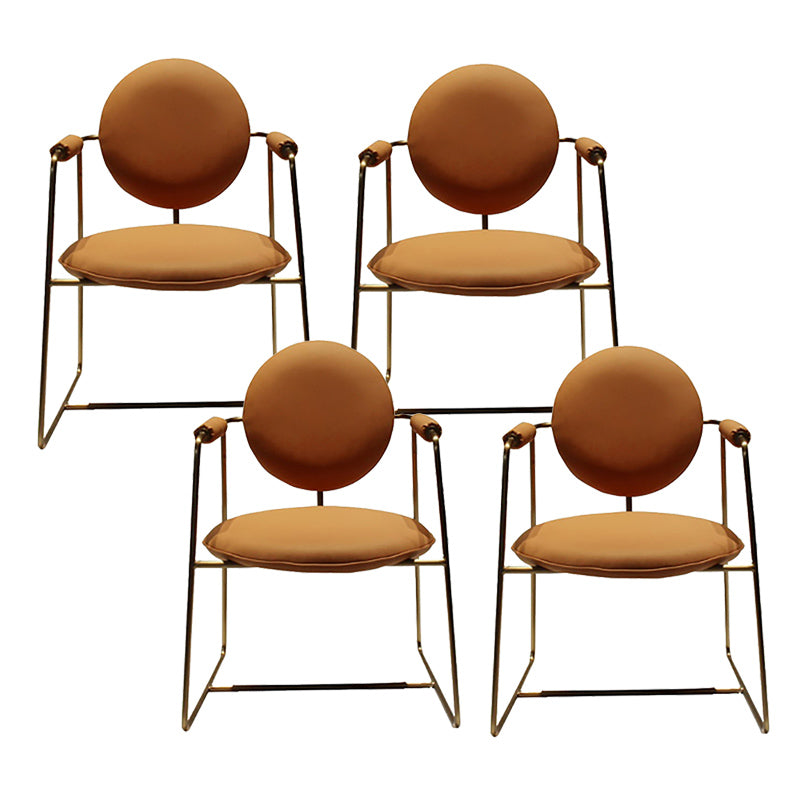 Contemporary Style Arm Chair Open Back Side Dining Chair with Metal Base for Dining Room