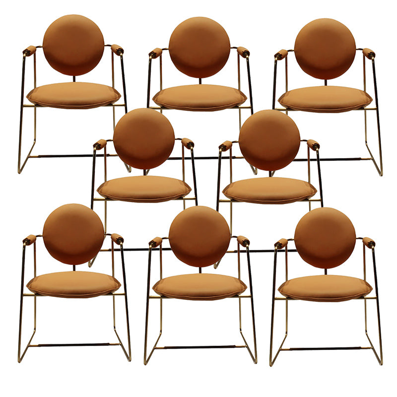 Contemporary Style Arm Chair Open Back Side Dining Chair with Metal Base for Dining Room