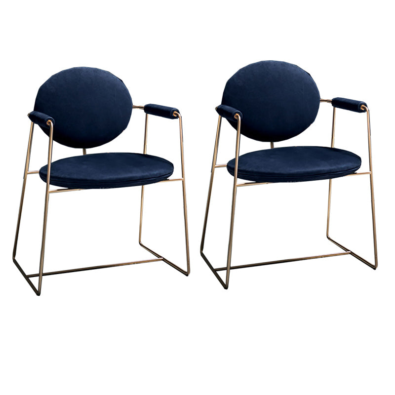 Contemporary Style Arm Chair Open Back Side Dining Chair with Metal Base for Dining Room