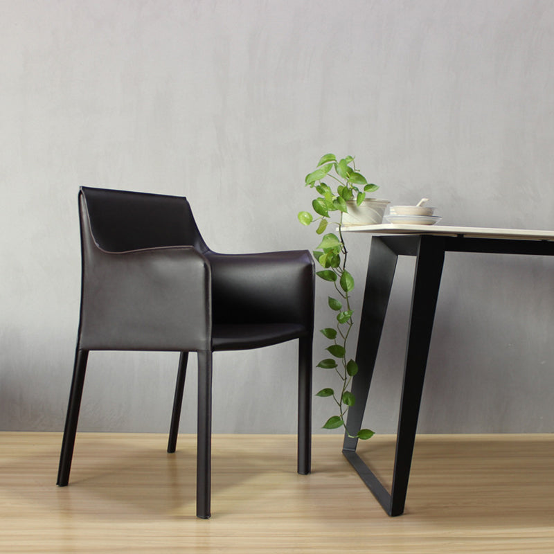 Faux Leather Dining Chairs Upholstered Modern Dining Arm Chair