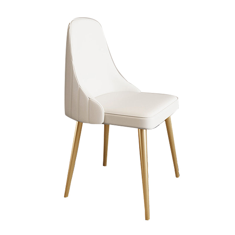 Modern Leather Armless Chair Upholstered Parsons Back Side Chair with Metal Base