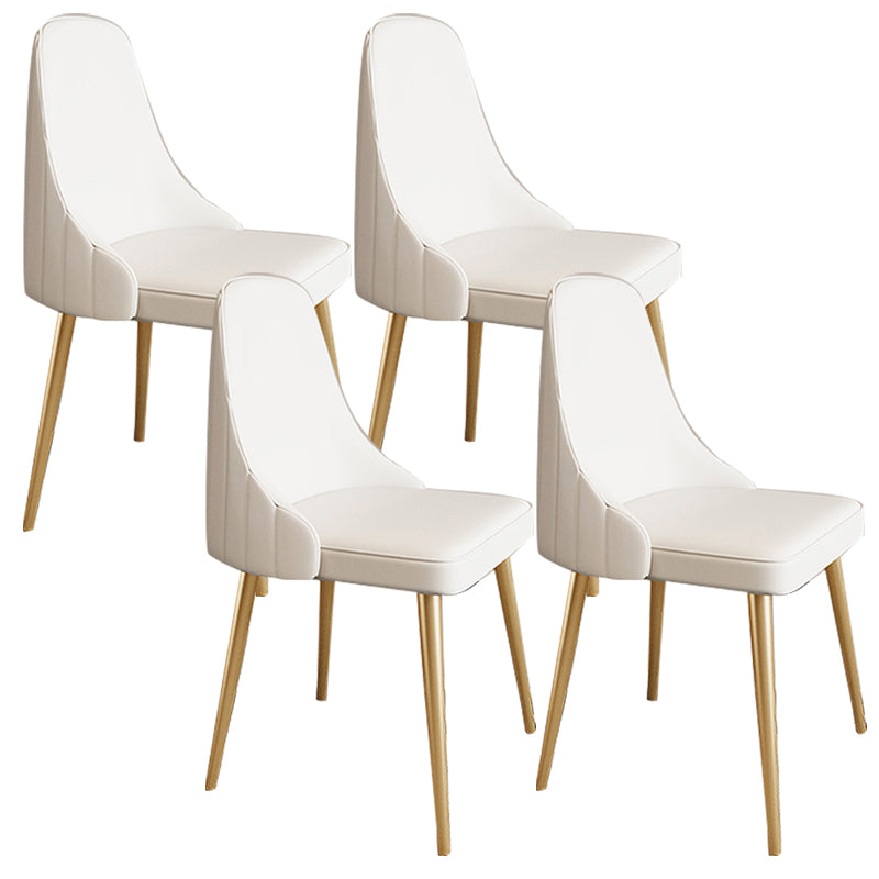 Modern Leather Armless Chair Upholstered Parsons Back Side Chair with Metal Base