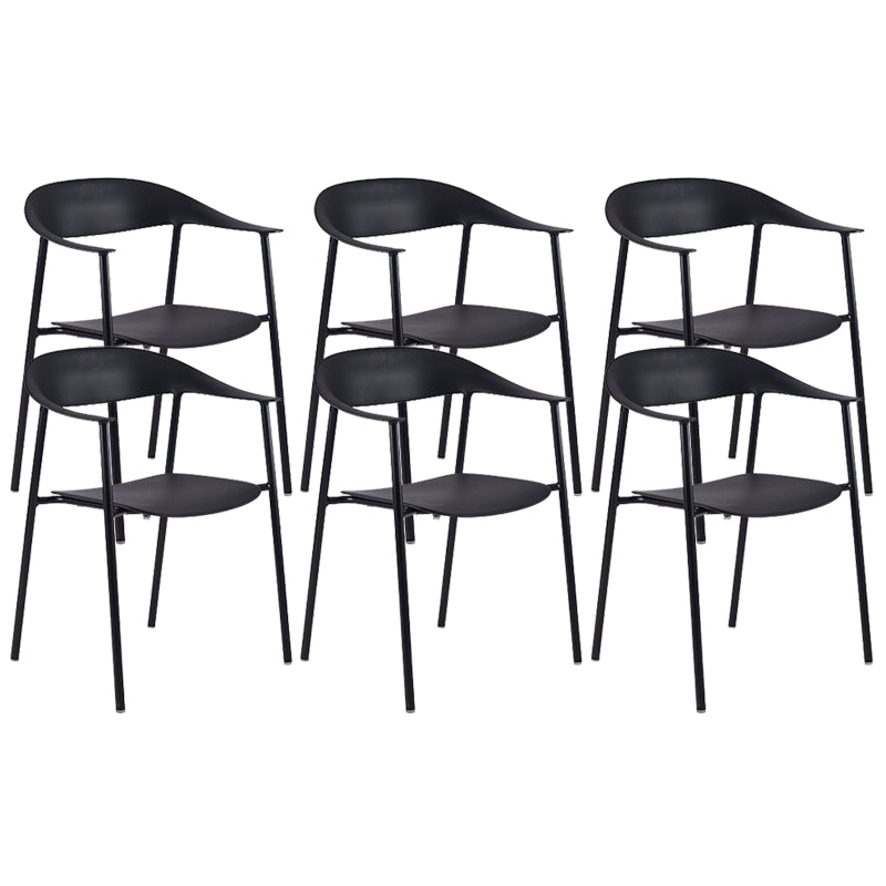 Modern Open Back Side Chair Plastic Dining Chair with Metal Base